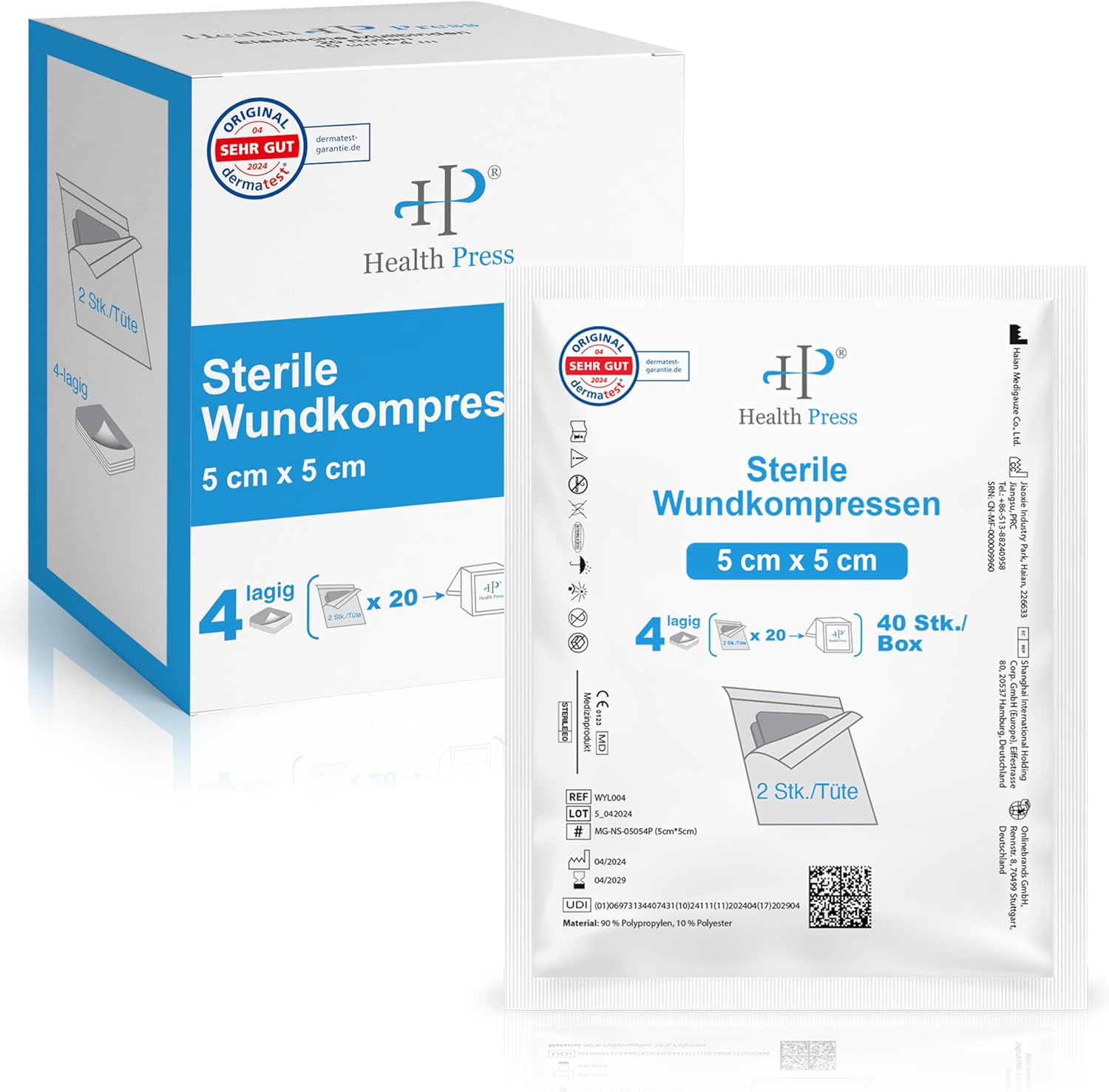 Health Press Sterilné obklady 5 x 5 cm – 40 obkladov na rany