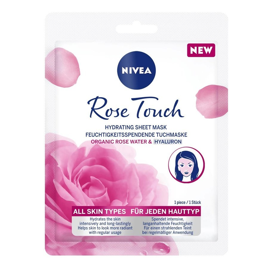 Nivea Rose Touch Látková maska s kyselinou hyalurónovou a BIO ružovou vodou