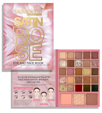 Bellapierre Cosmetics Bellapierre Satin Rose Face & Eye Palette - 25 odtieňov očných tieňov s lícenkou, bronzerom a rozjasňovačom