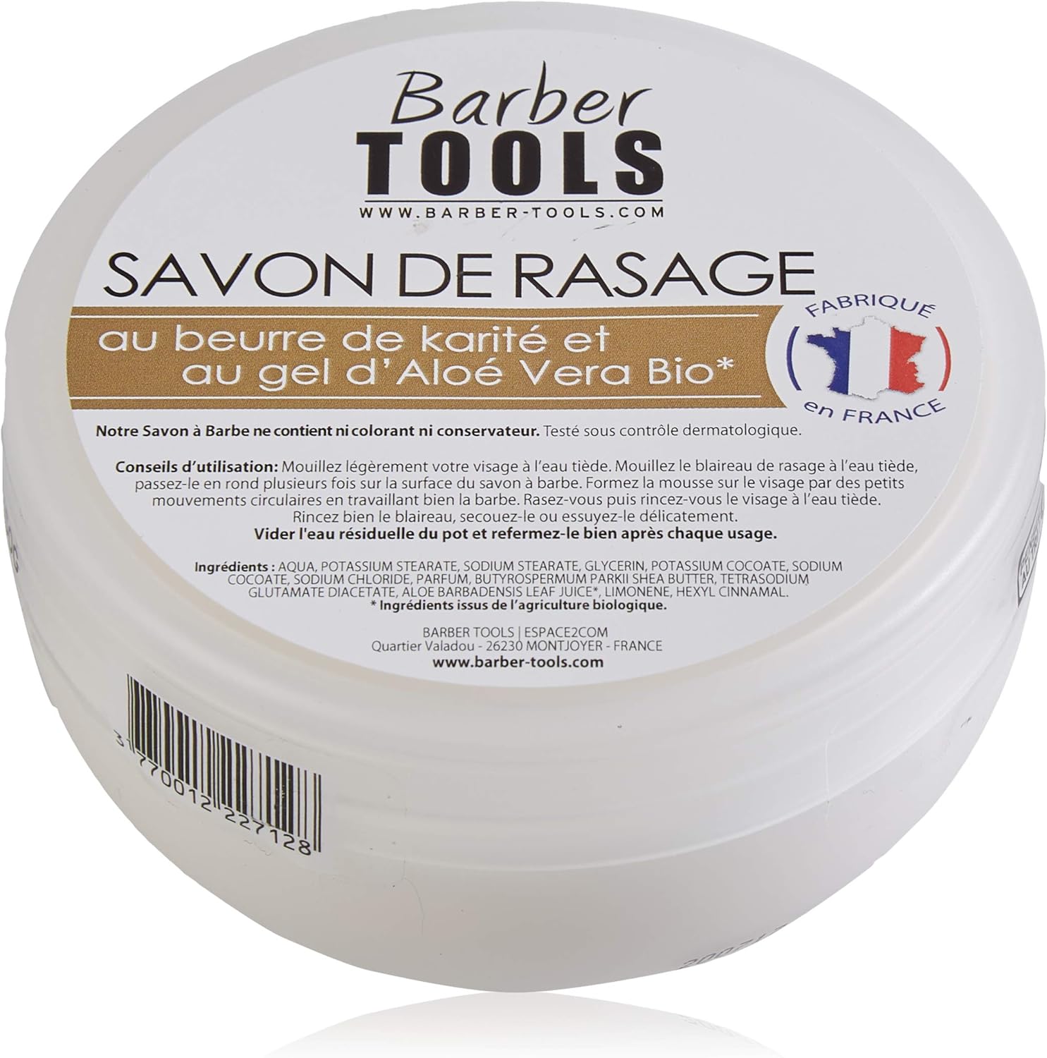 Barber tools Holičské mydlo na holenie 150 ml s bio aloe vera gélom a bambuckým maslom