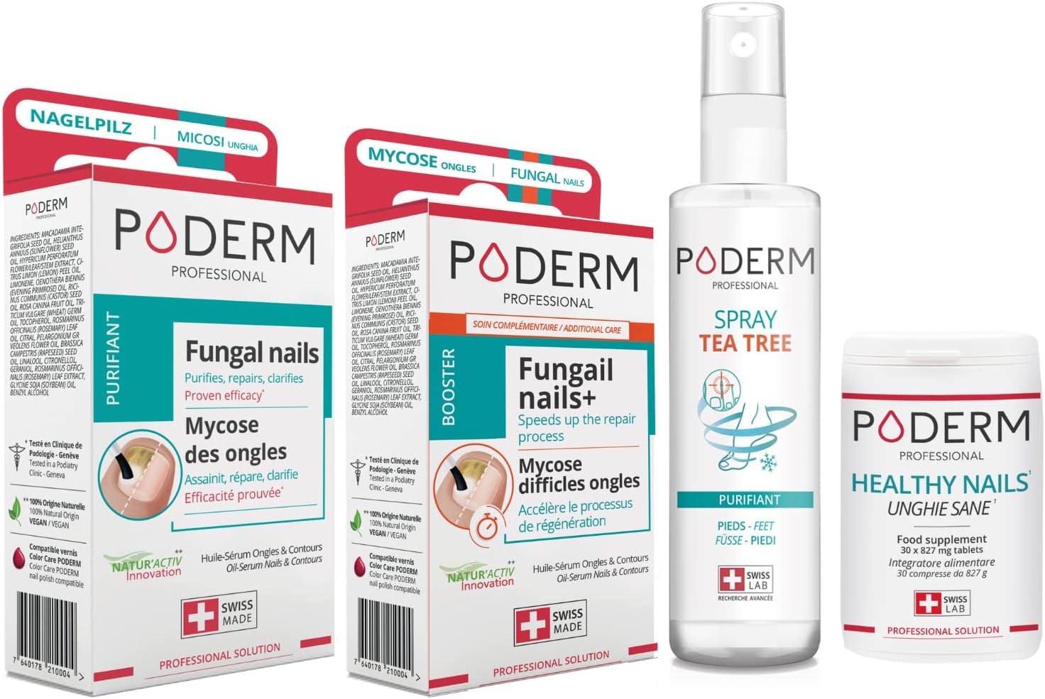 PODERM - Pure Box - 4 NAJPREDAJNEJŠIE PRODUKTY na pleseň nechtov a nechtov na nohách