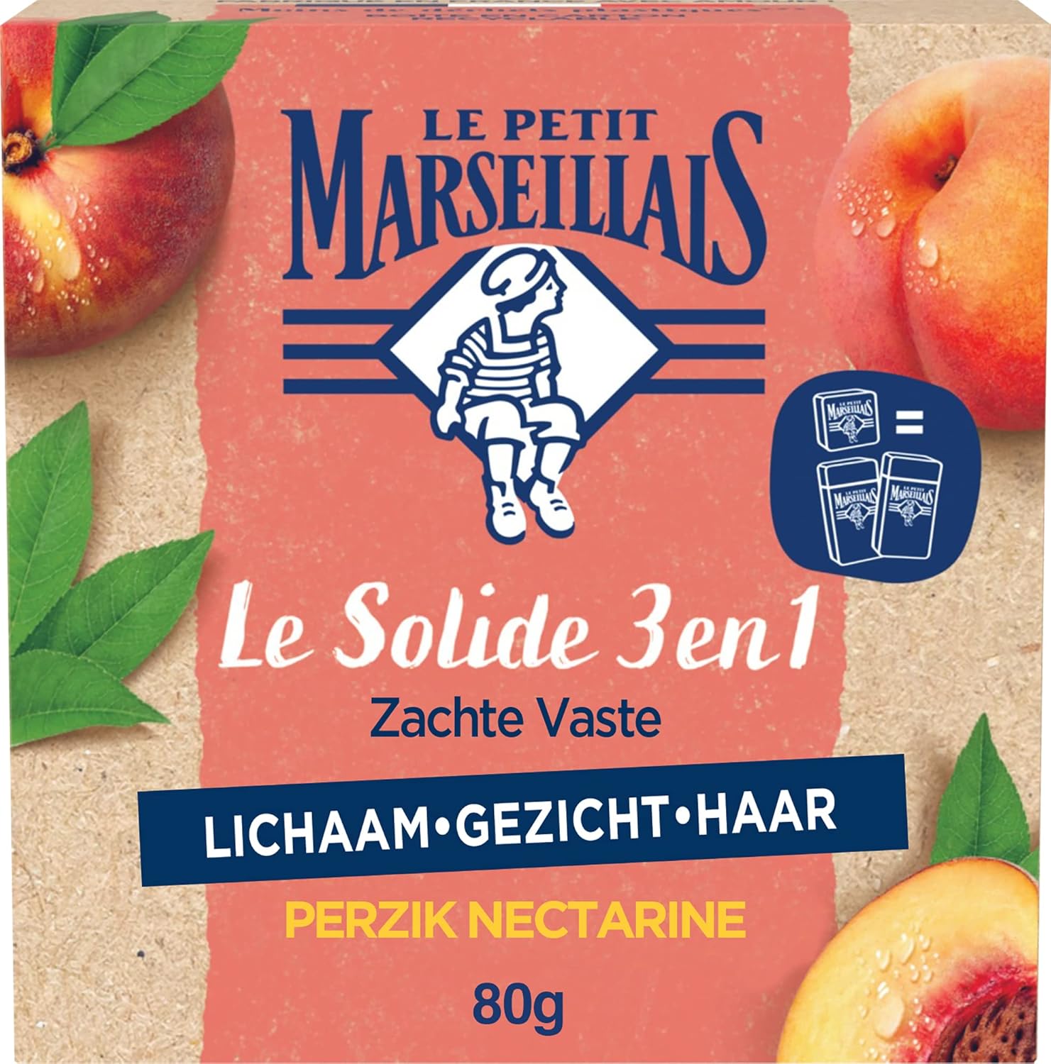 Le petit marseillais Le Petit Marseillais, Le Solide 3-v-1 Soft Broskyňovo-nektárinkové - tuhé mydlo na telo, tvár a vlasy 80 g