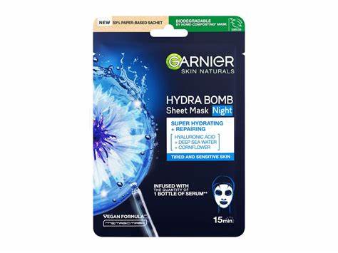 Garnier Skin Naturals Hydra Bomb vyživujúca plátienková maska na noc
