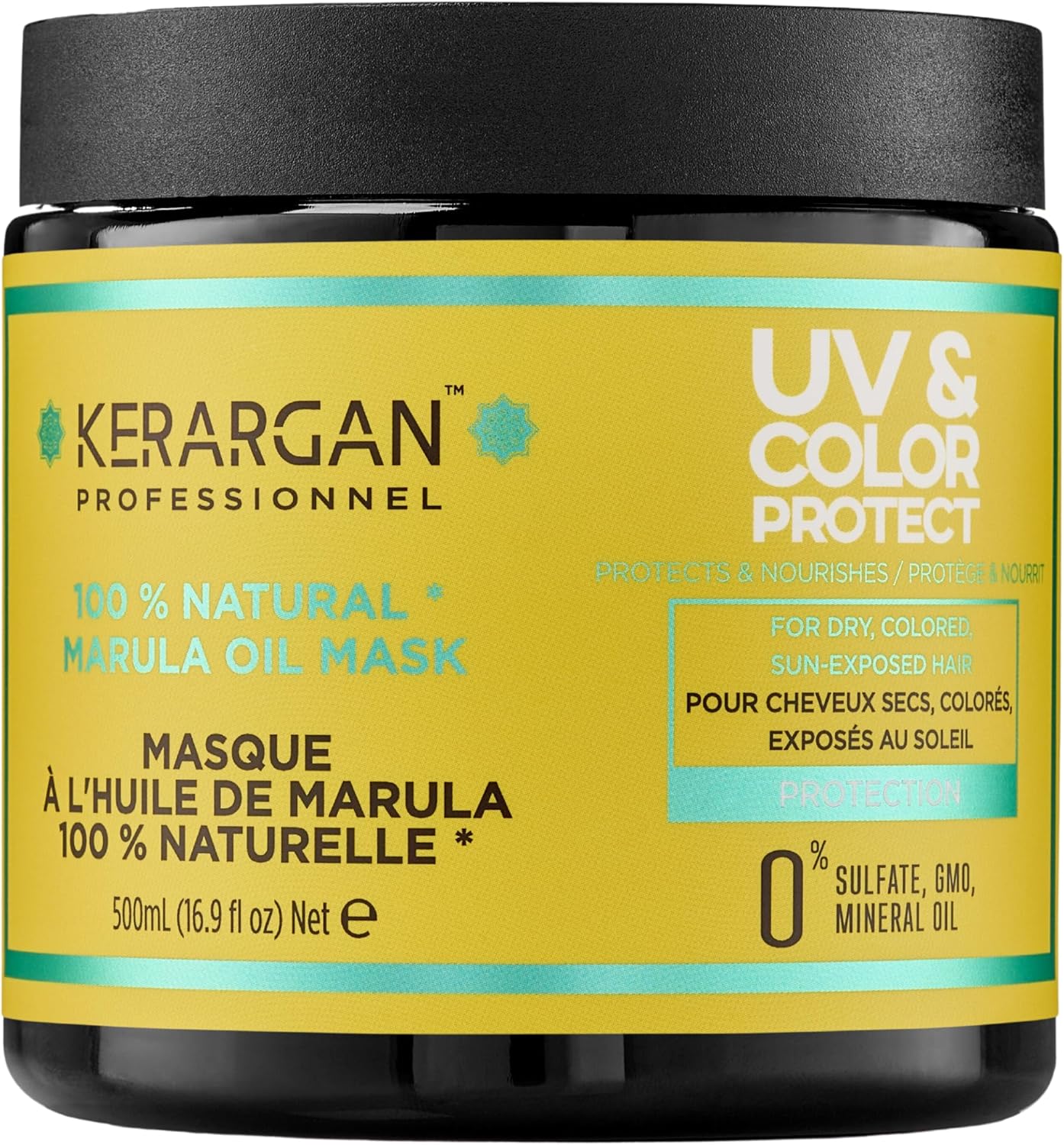 Kerargan - Ochranná maska ​​proti UV žiareniu a farbe s olejom z maruly pre suché a farbené vlasy 500 ml