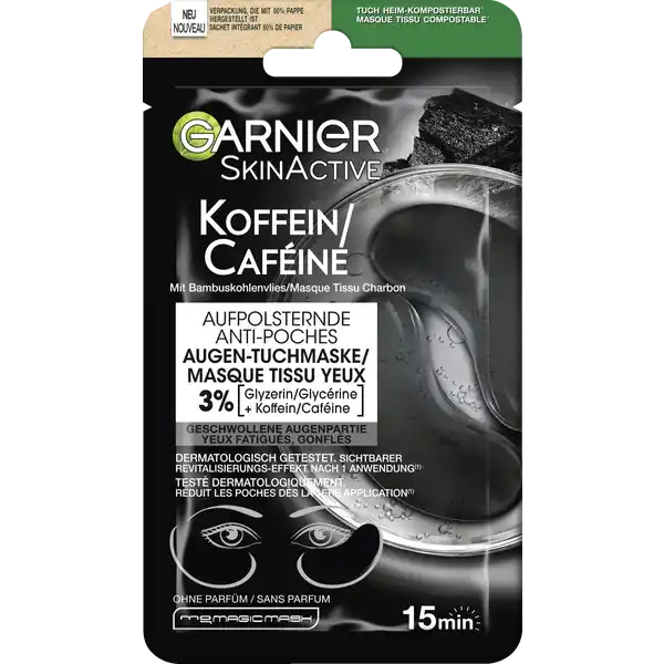 GARNIER SKIN NATURALS Gélové vankúšiky pod oči proti opuchom Charcoal Caffeine, 5 g