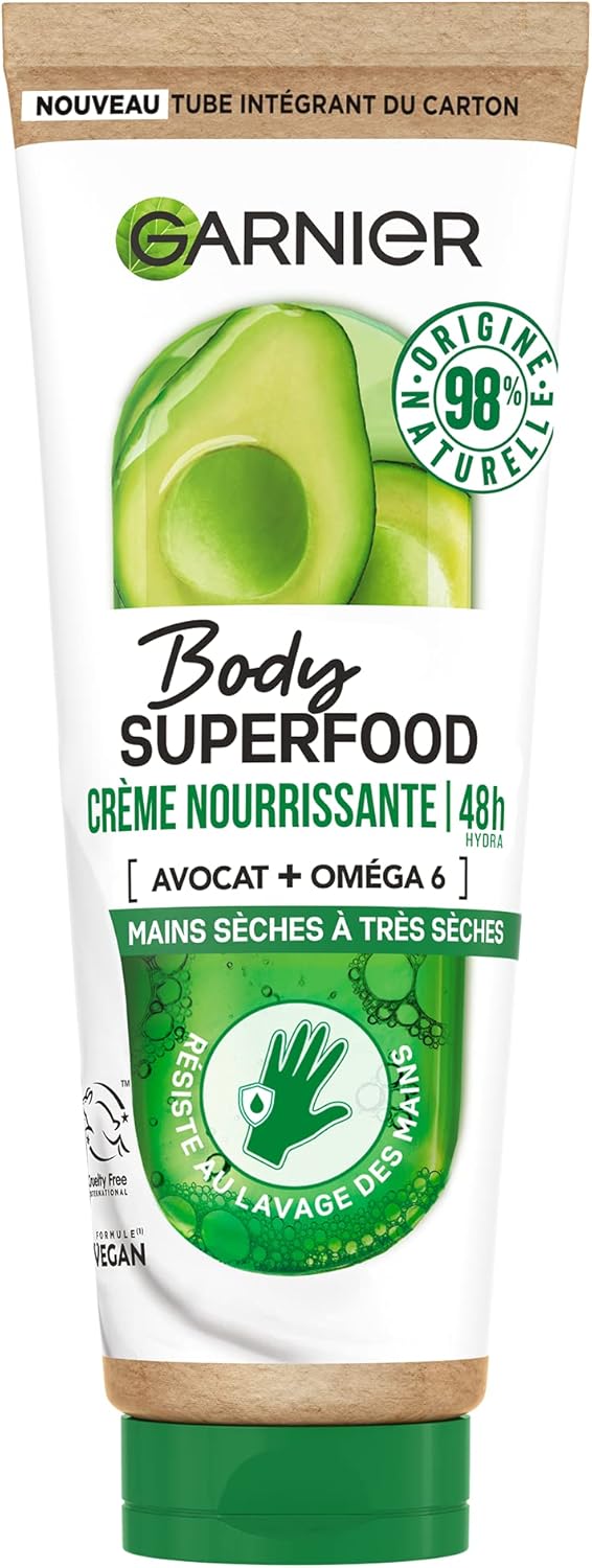 Garnier Body Superfood Výživný krém na ruky 48H s avokádom a omega-6 75 ml