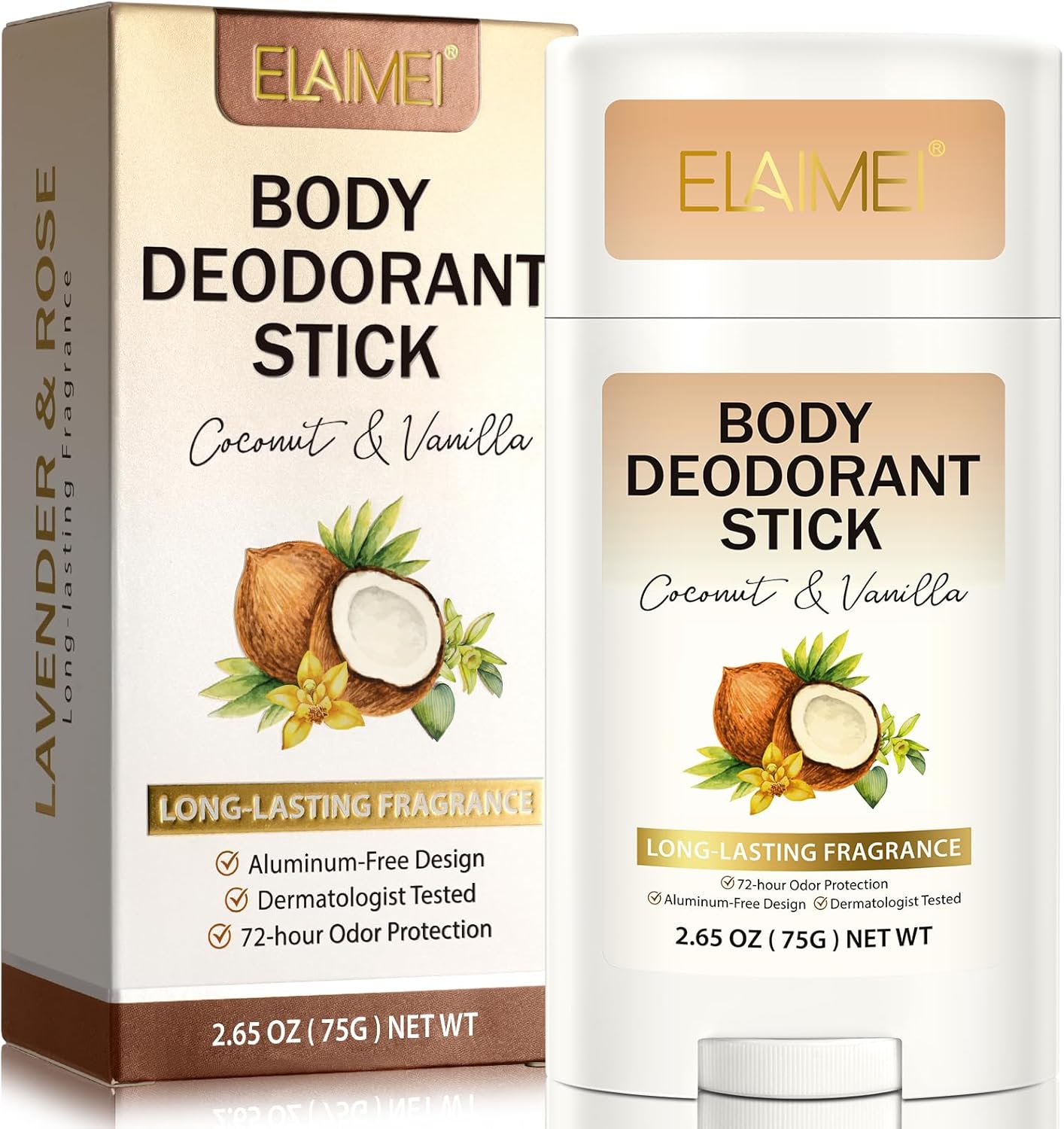 ELAIMEI Dezodorant na celé telo kokos a vanilka 75 g