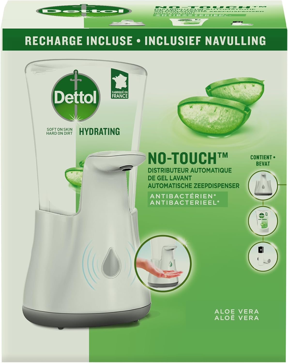 Dettol bezdotyková sada Aloe vera – automatický dávkovač + náplň 250 ml