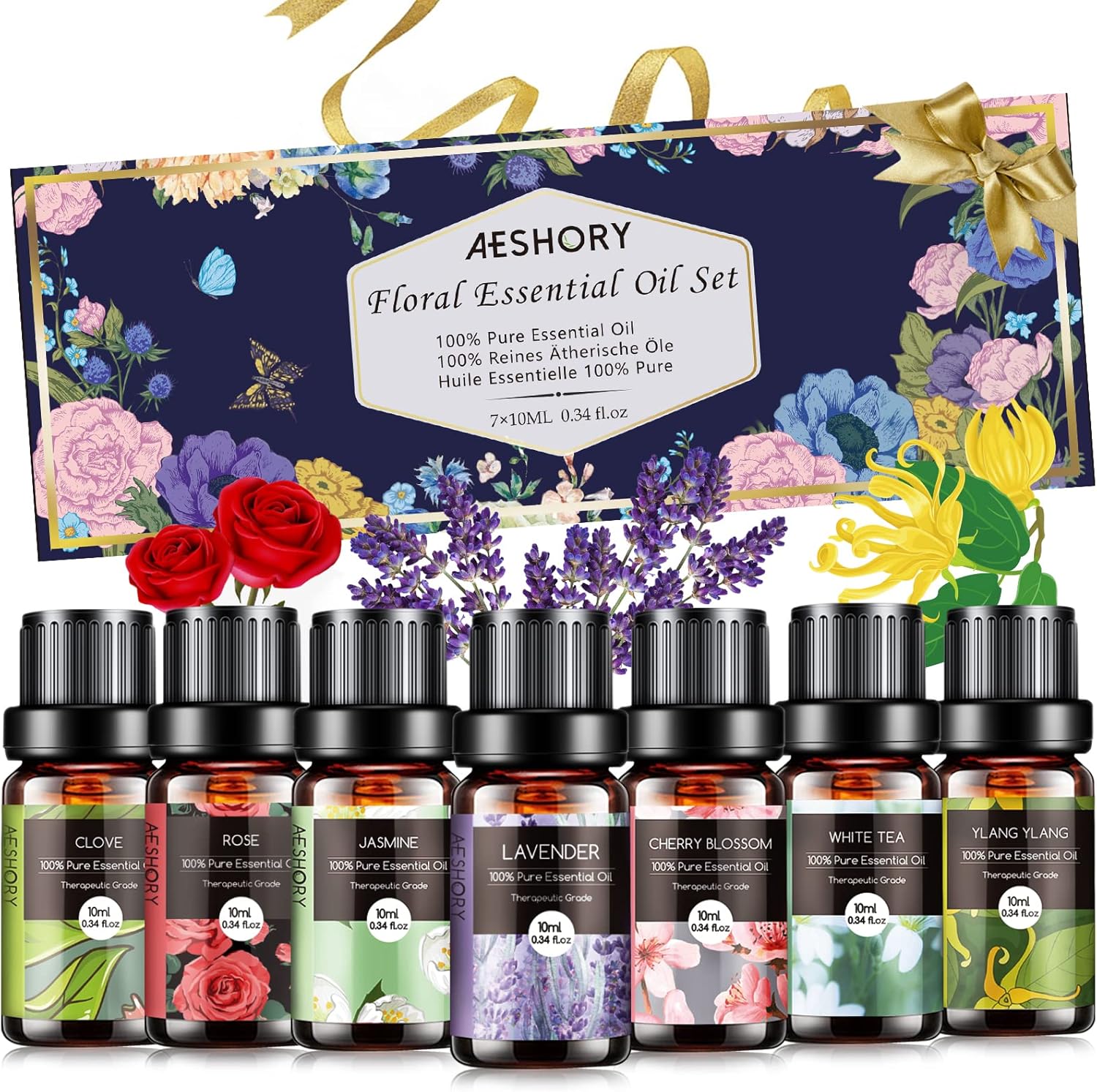 AESHORY kvetinové esenciálne oleje 7x10ml
