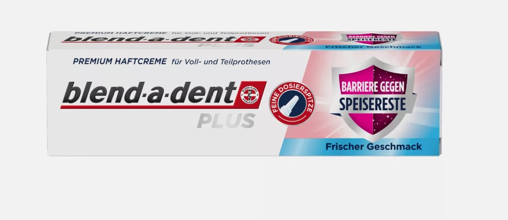 Blend-a-dent Plus Barrier fixačný krém na zubné protézy, príchuť sviežej mäty,40 g