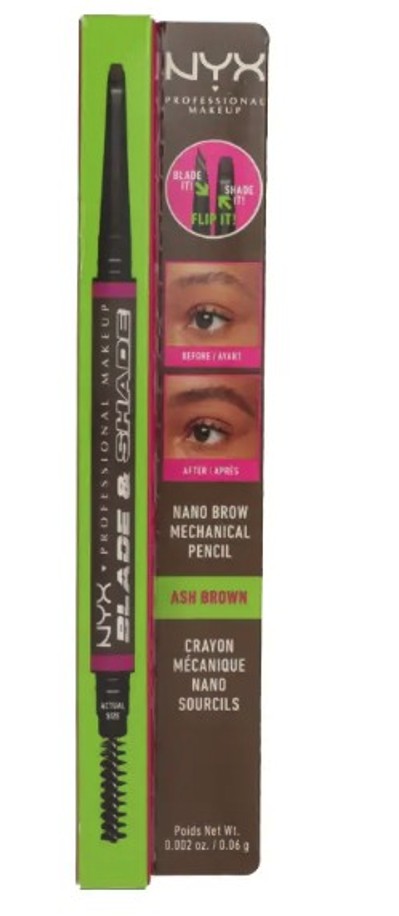 NYX Blade & Shade Brow Pencil, Nano Mechanická ceruzka na obočie 0,06g-ash brown