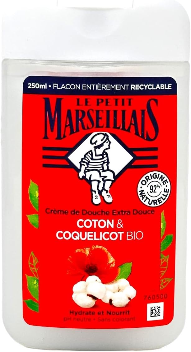 Le Petit Marseillais Extra jemné krémové sprchové mlieko bavlna a červený mak 250 ml