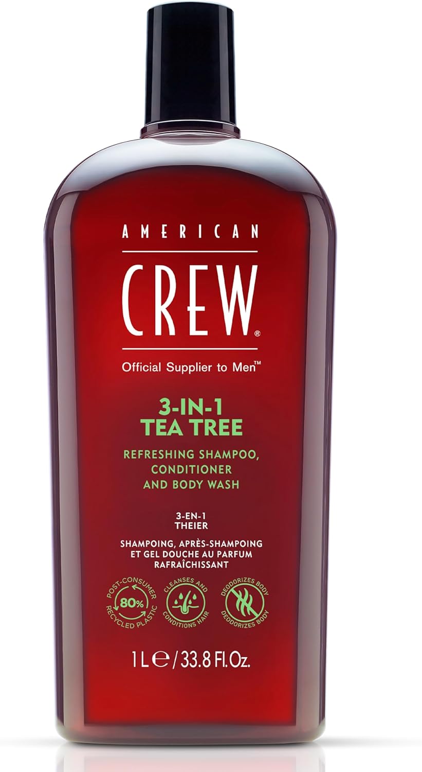 American Crew 3-v-1 šampón, kondicionér a sprchový gél 450 ml-Tea tree