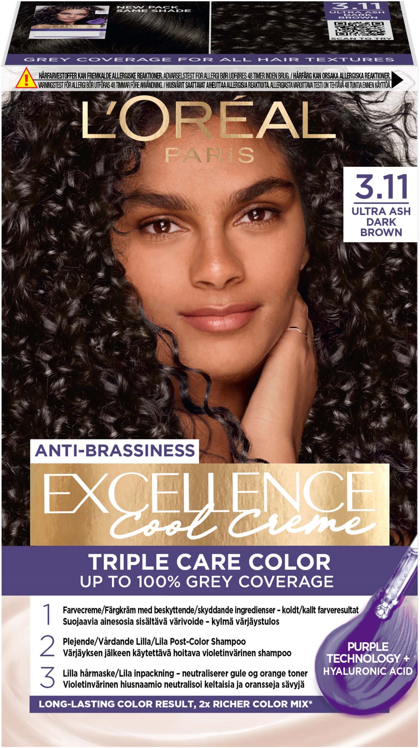 L'Oréal Paris Excellence Cool Crème 3.11 Ultra popolavá tmavohnedá