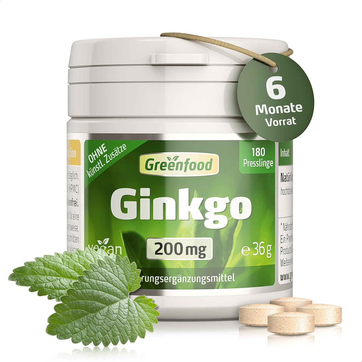 Greenfood Ginkgo biloba 200 mg - 180 tabliet Exp.: 2026+