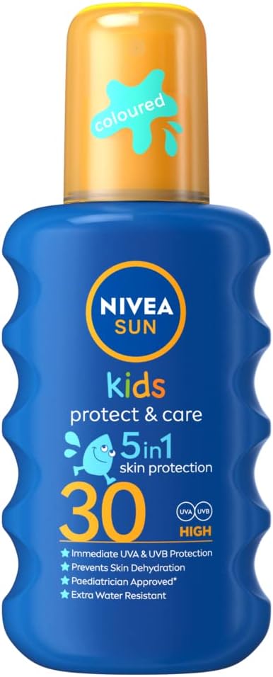 NIVEA SUN Kids Protect & Care detský farebný opaľovací sprej s SPF30 200 ml
