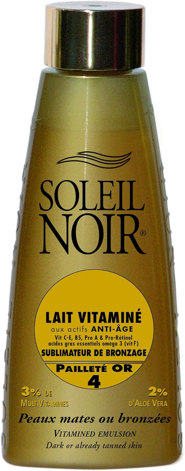 Soleil Noir vitamínová emulzia na zvýrazňovanie opálenia so zlatými trblietkami SPF 4 150 ml