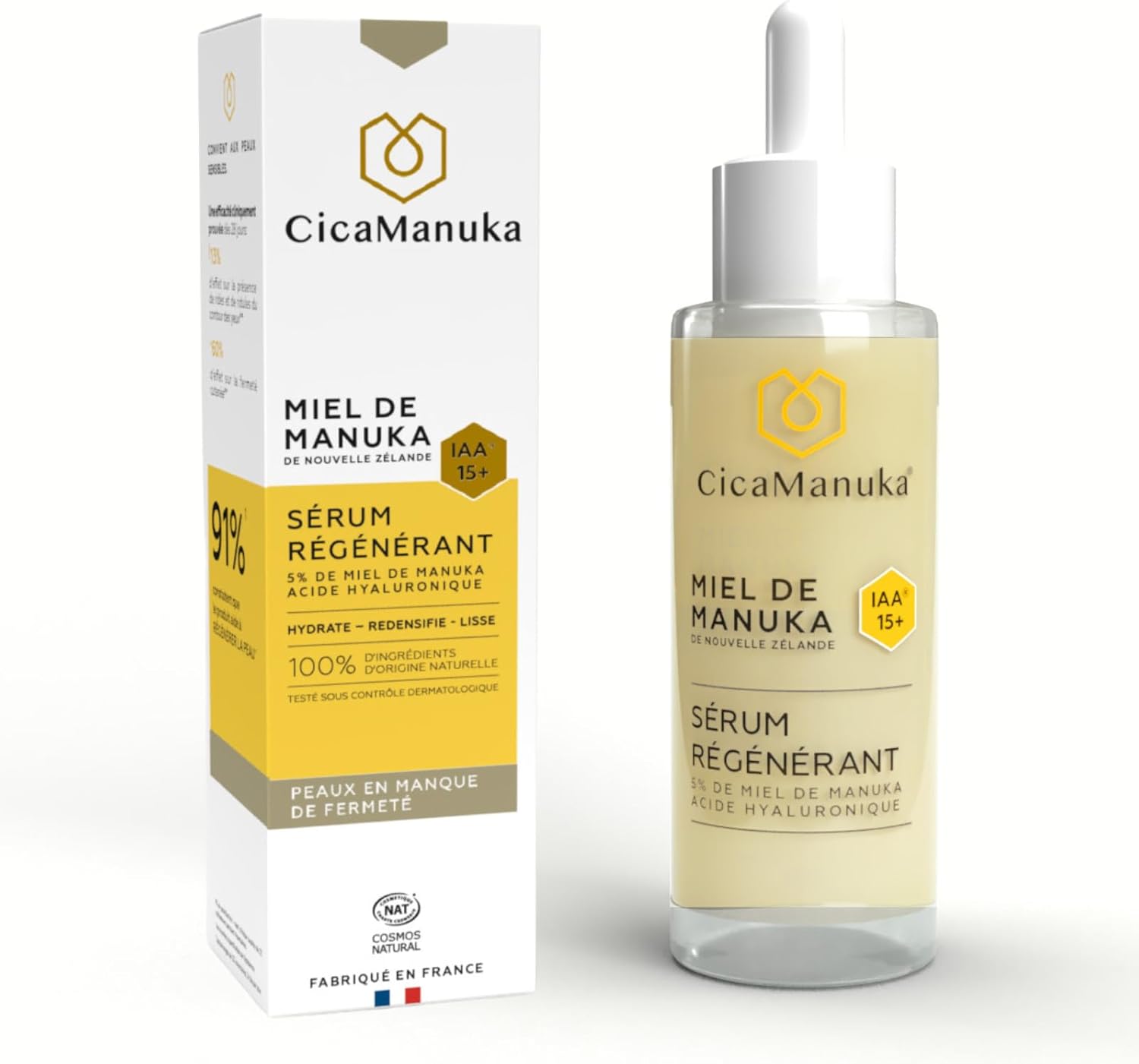 CICAMANUKA – Regeneračné sérum s 5 % manukovým medom IAA15+ a kyselinou hyalurónovou 30 ml