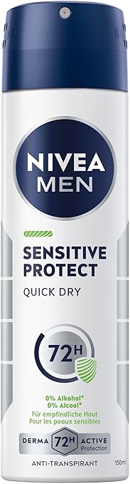 NIVEA MEN Sensitive Protect dezodorant v spreji, antiperspirant pre 72-hodinovú spoľahlivú ochranu 150ml