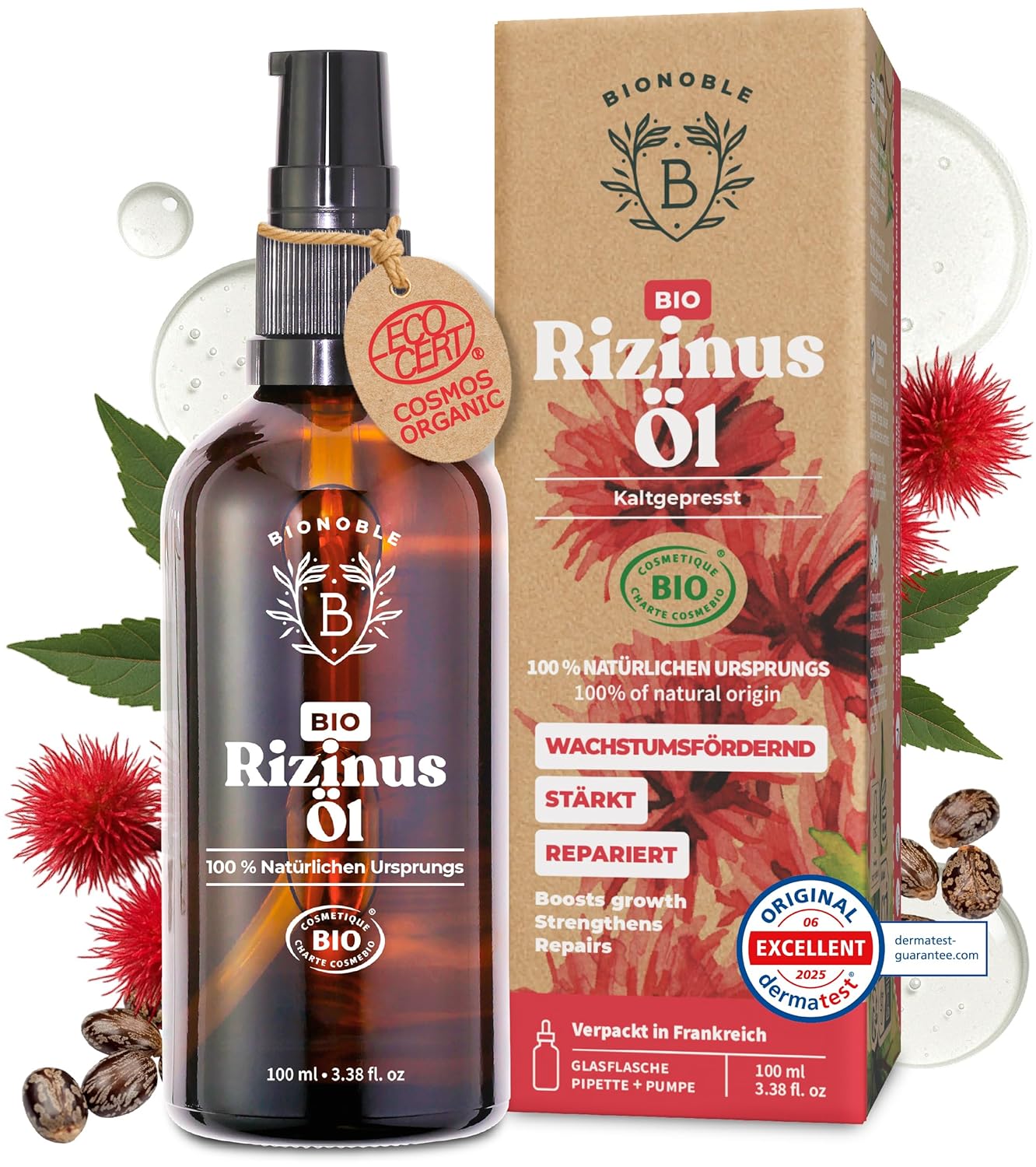 Bionoble organický ricínový olej 100%, 100 ml-poškodená krabička chýba lievik