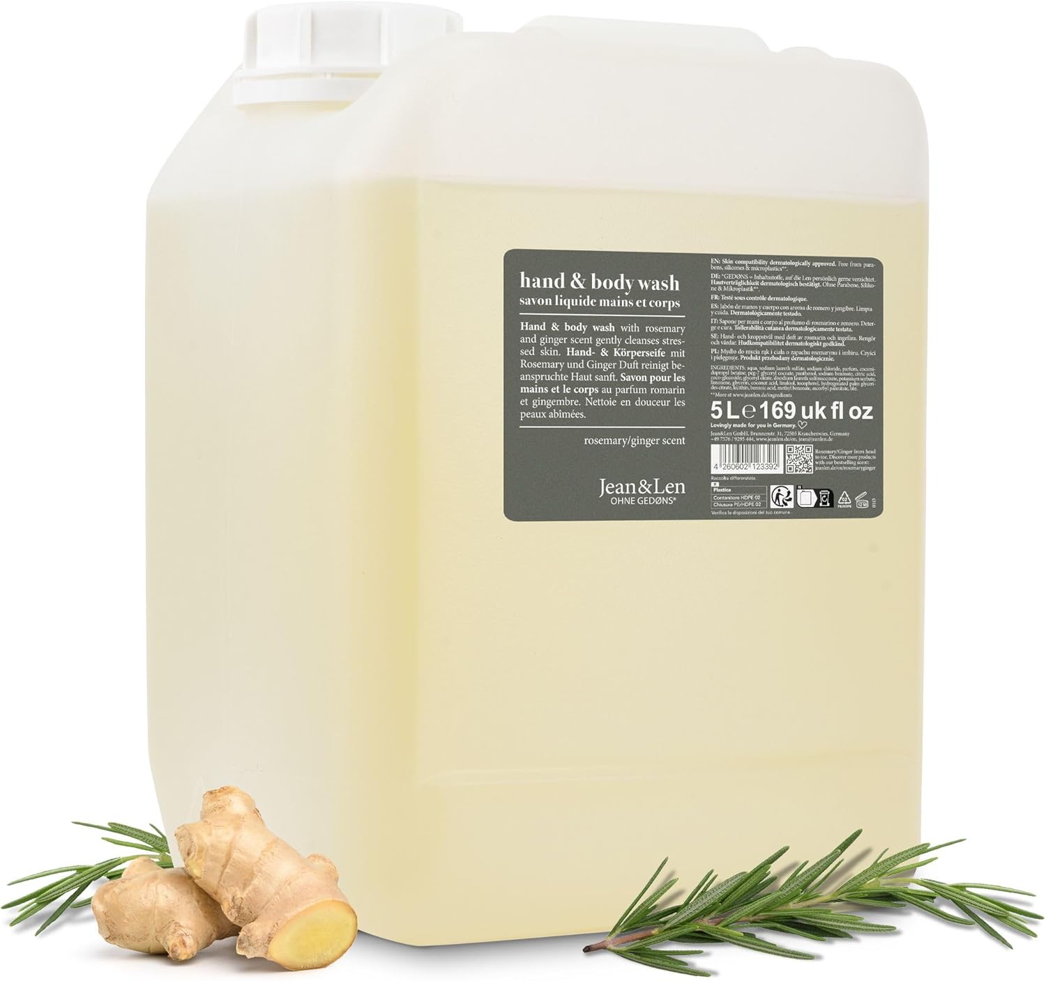 Jean & Len Jean&Len Hydratačné tekuté mydlo - s rozmarínovo-zázvorovou vôňou 5 l