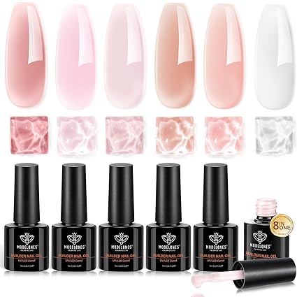 Modelones Builder Sada gélových lakov na nechty NUDE PINK 6x7ml