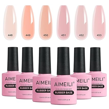 AIMEILI Farebný podkladový gél na nechty, 6x10ml /RB448, RB451, RB452, RB453 2farby neuvedené/