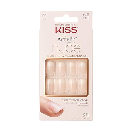 Kolekcia KISS Salon Acrylic French Nude stredne krátke umelé nechty 28ks