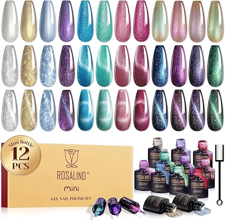 ROSALIND Magnetický polopermanentný lak na nechty, 12x5ml /C461, C564, C255, C560, C559, C563, C456, C562, C459, C565, C561, C457/