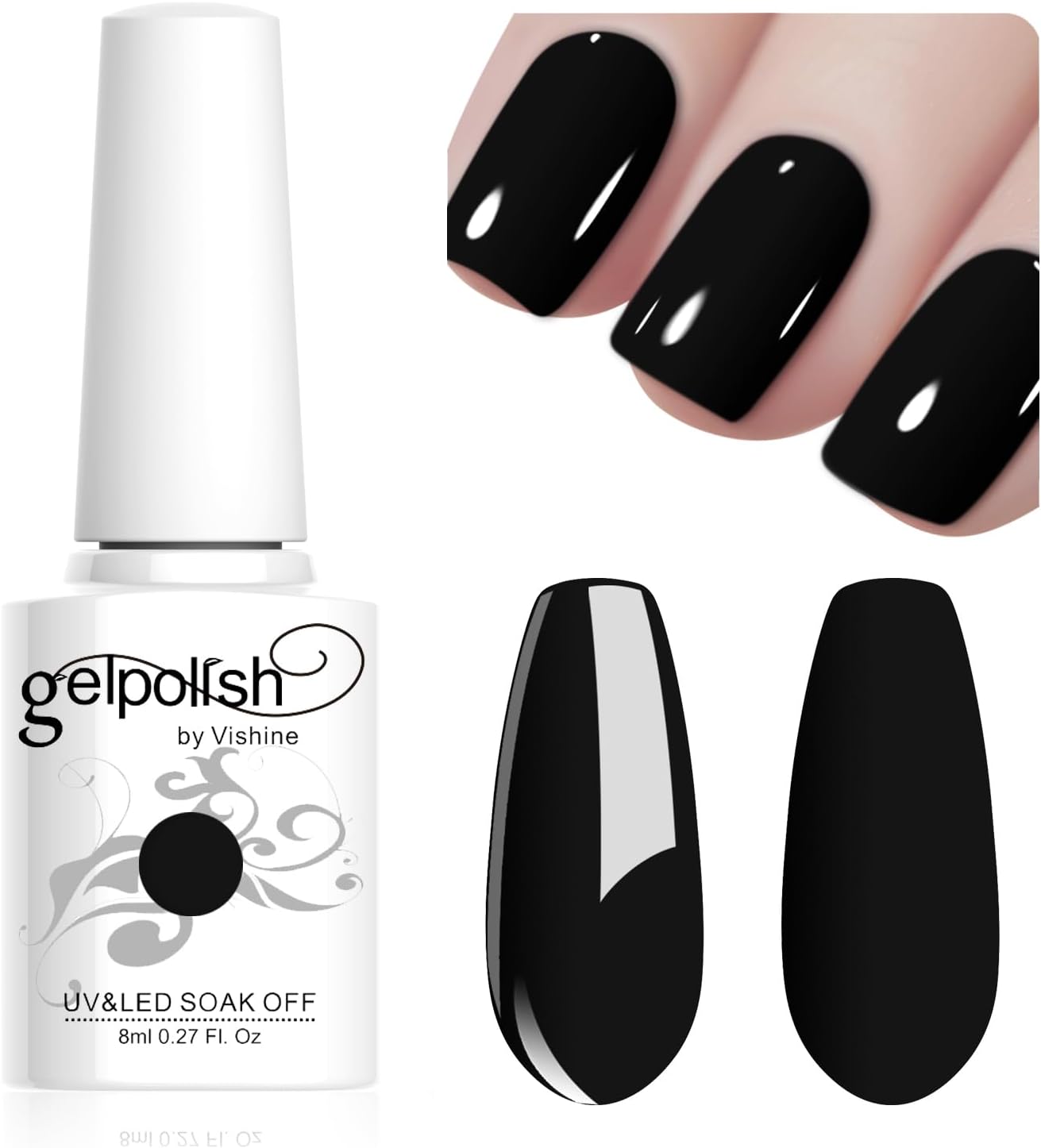 Vishine čierny gélový lak, 8ml UV LED L090 8 ml