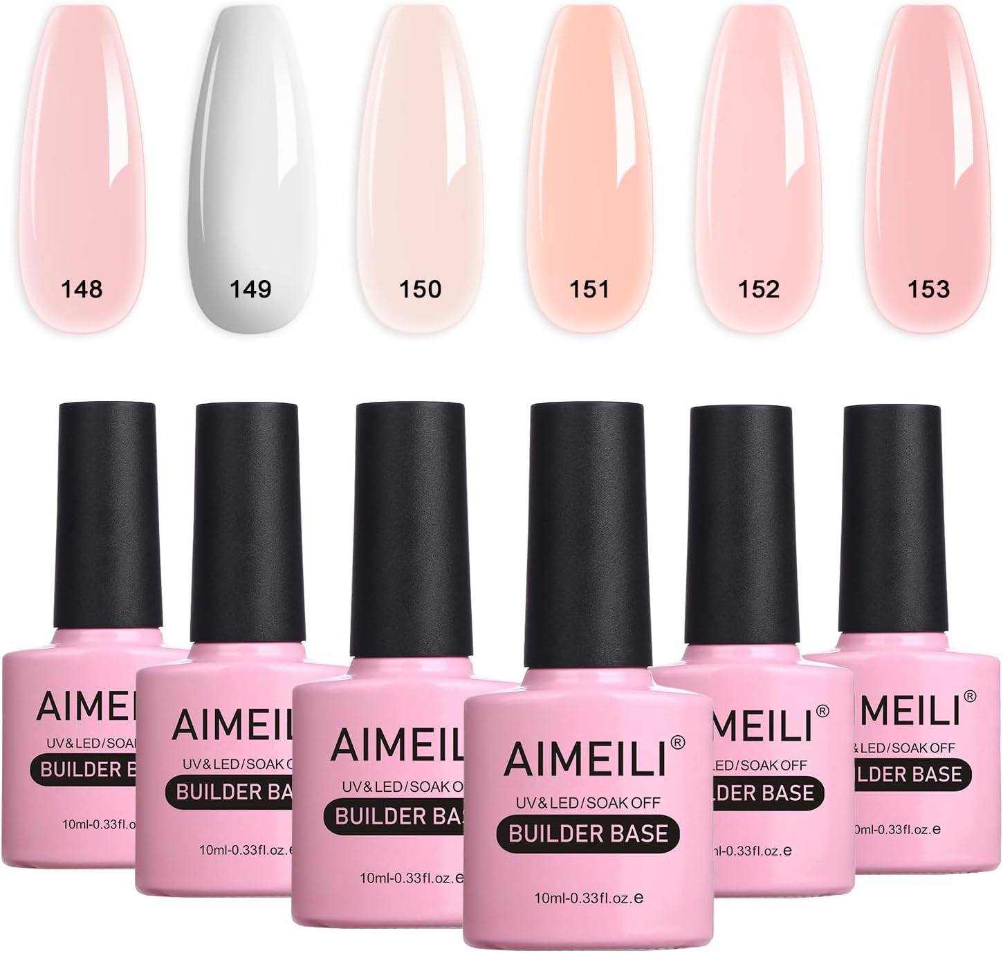 AIMEILI Builder Base Gel Lak na nechty 6ks X 10ml-148-153