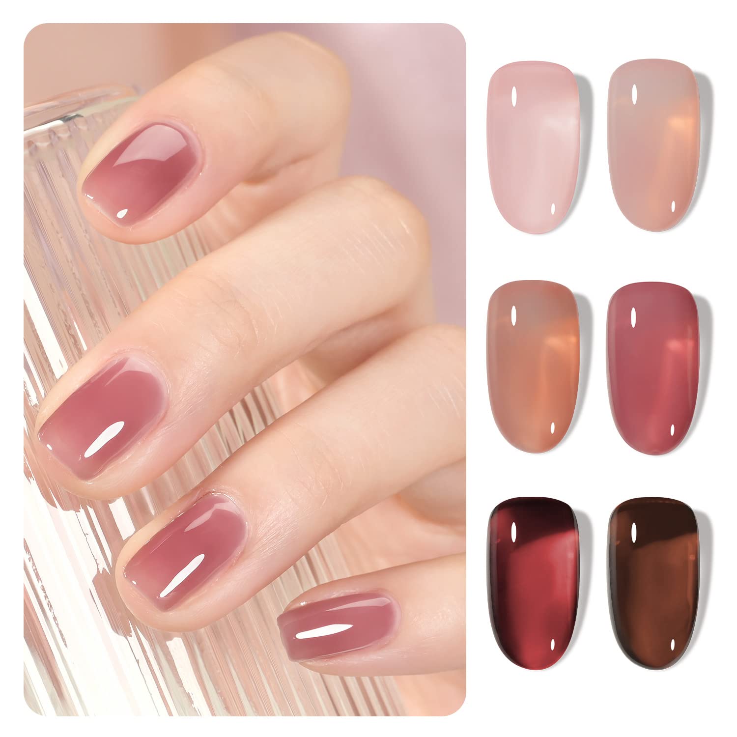 Sada gélových lakov na nechty GAOY Rose Garden so 6 farbami 6,5 ml