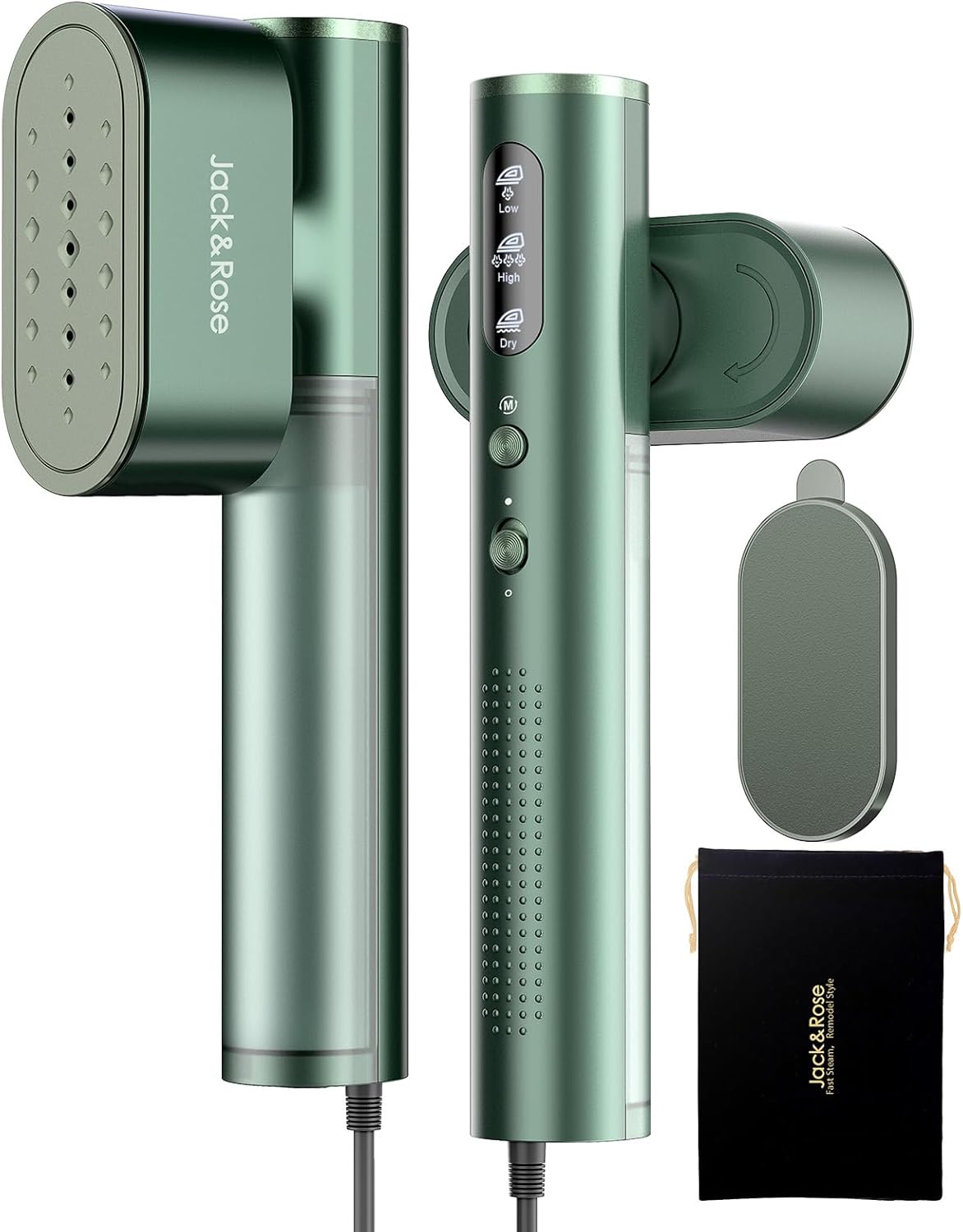 Jack&Rose Prenosný parný žehlič na odevy, zelený