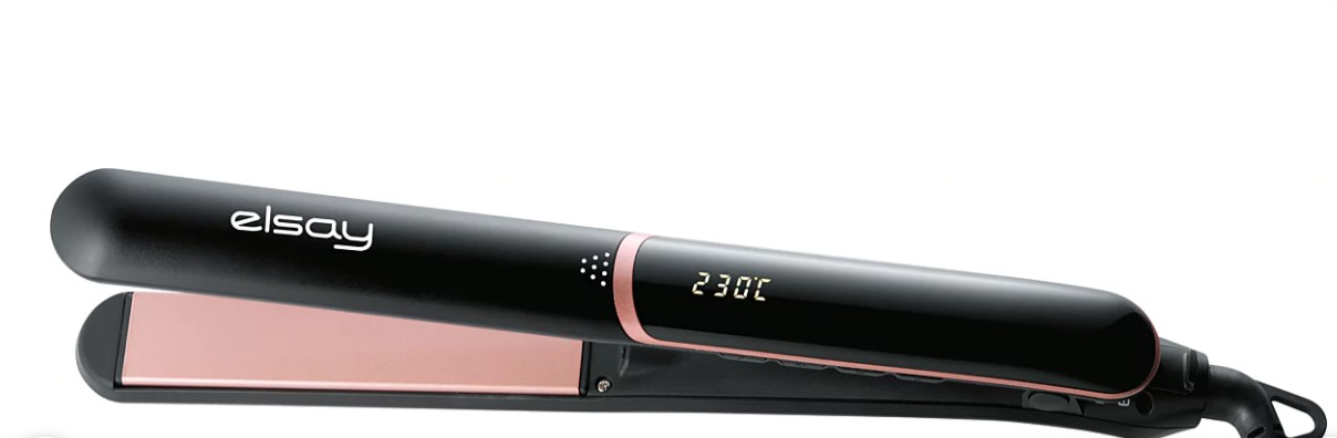 ELSAY Keramická žehlička na vlasy XL platne čierna