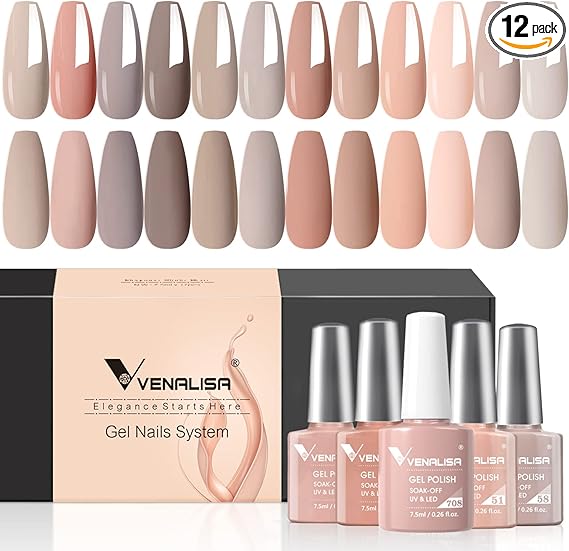 VENALISA Nude Gel Nail Polish Set 12x7,5ml
