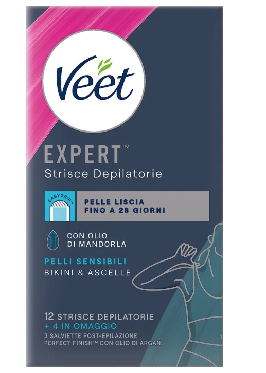 Veet Expert Striped 16 prúžkov na podpazušie a oblasť bikín pre citlivú pokožku