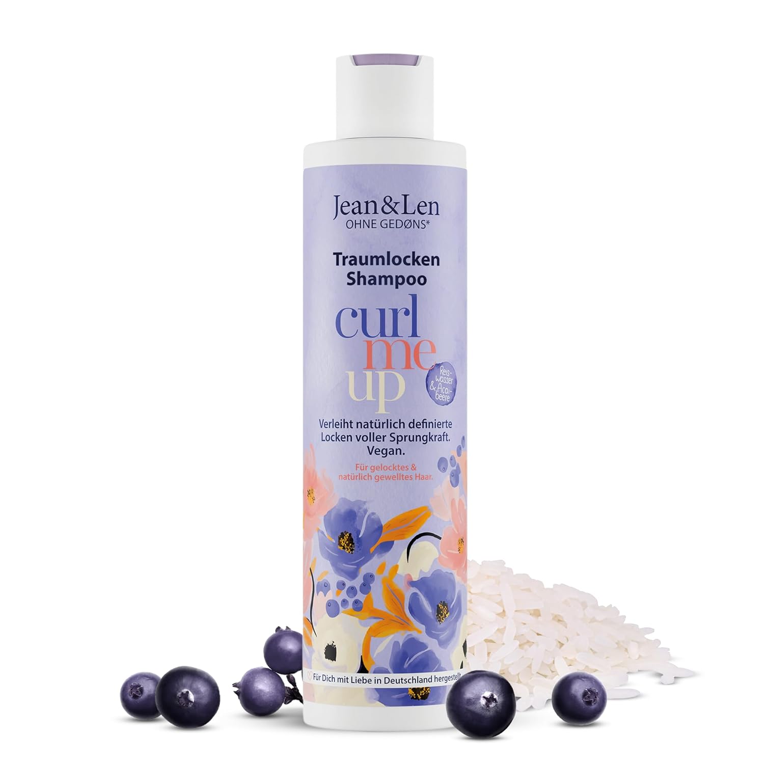 Jean & Len Šampón s ryžovou vodou a açai bobuľou pre kučeravé a vlnité vlasy 300 ml