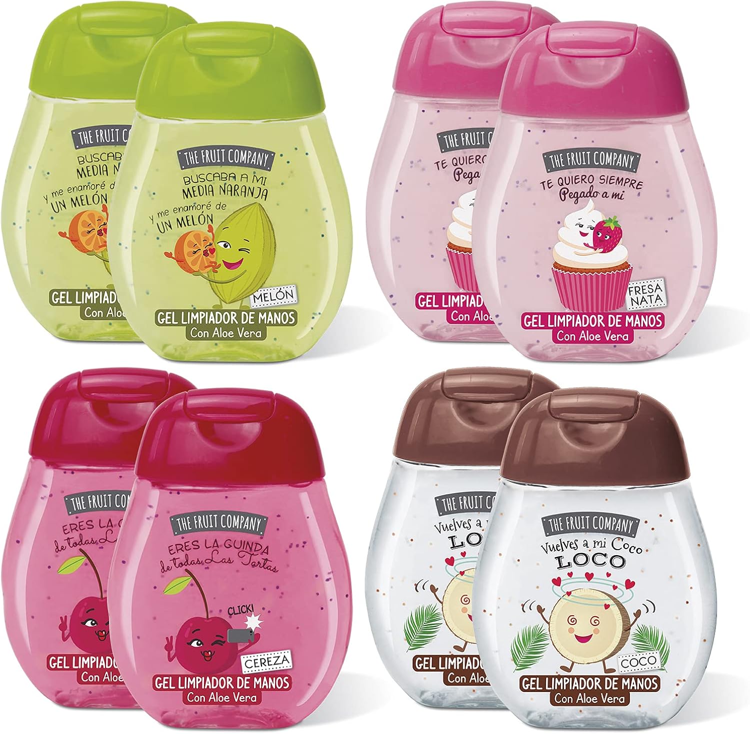 The Fruit Company - 70% alkoholový čistiaci gél na ruky s aloe vera, vreckové balenie 45 ml 8 ks