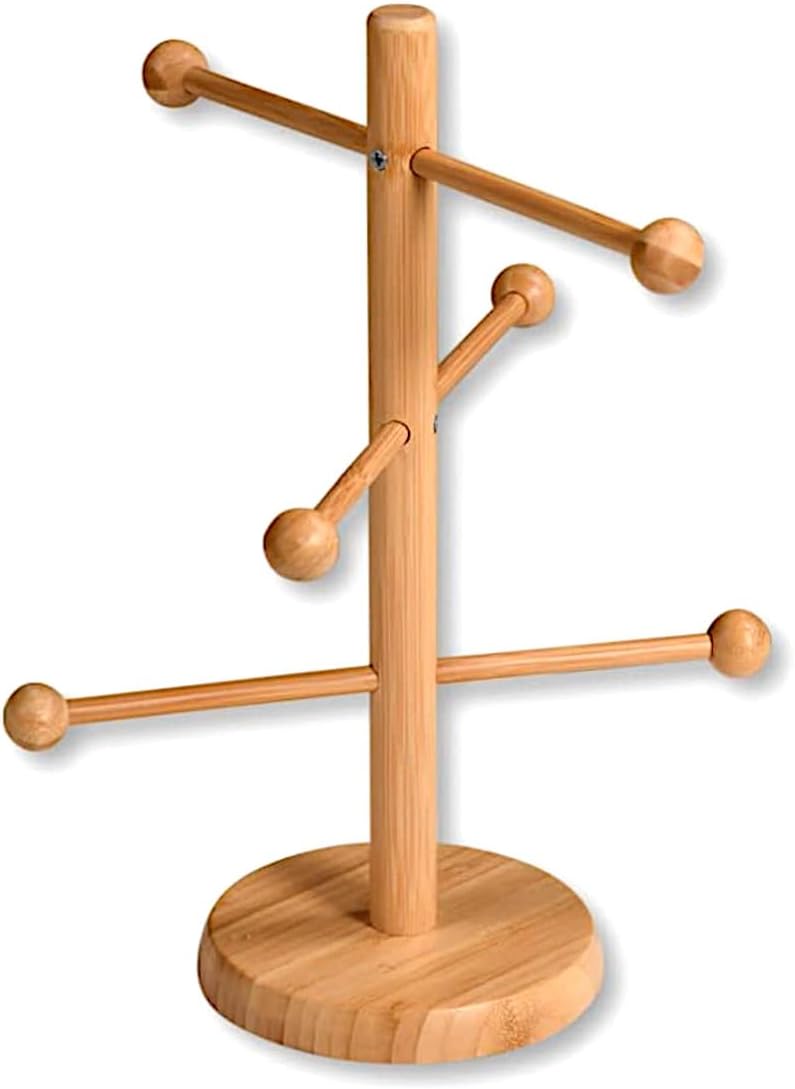 Stojan na praclíky a klobásy Kesper 58615, 6 ramien, materiál: bambus