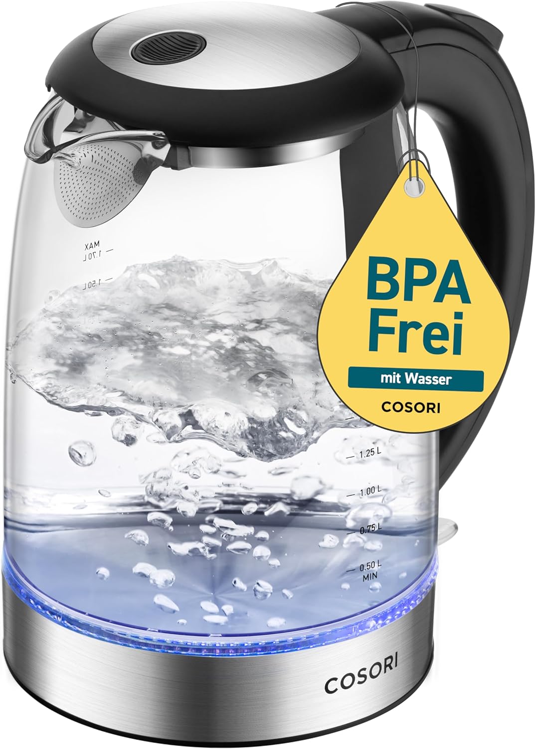 COSORI sklenená rýchlovarná kanvica 1,7 l 2200W-rozbalené