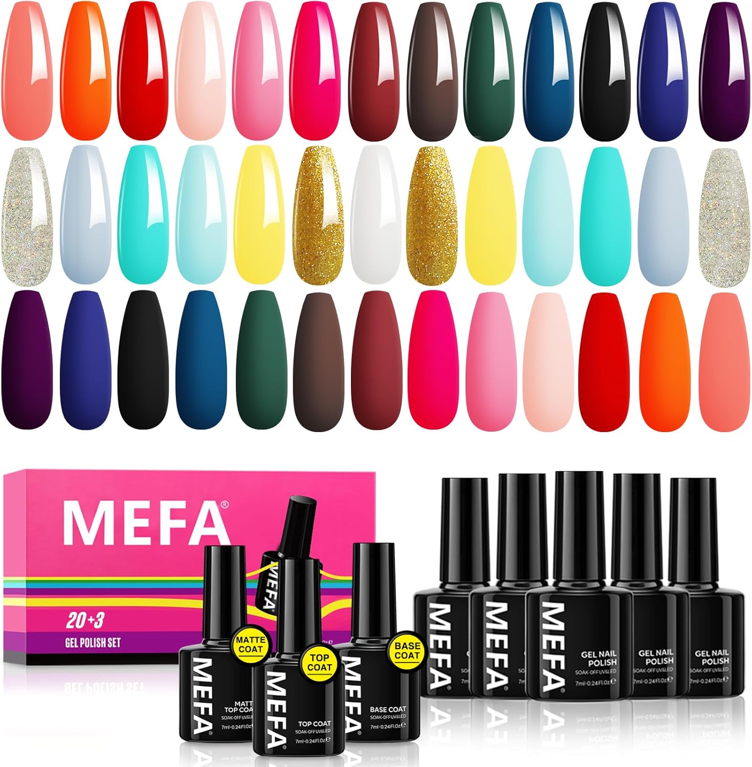 MEFA 23-dielna sada gélových lakov na nechty