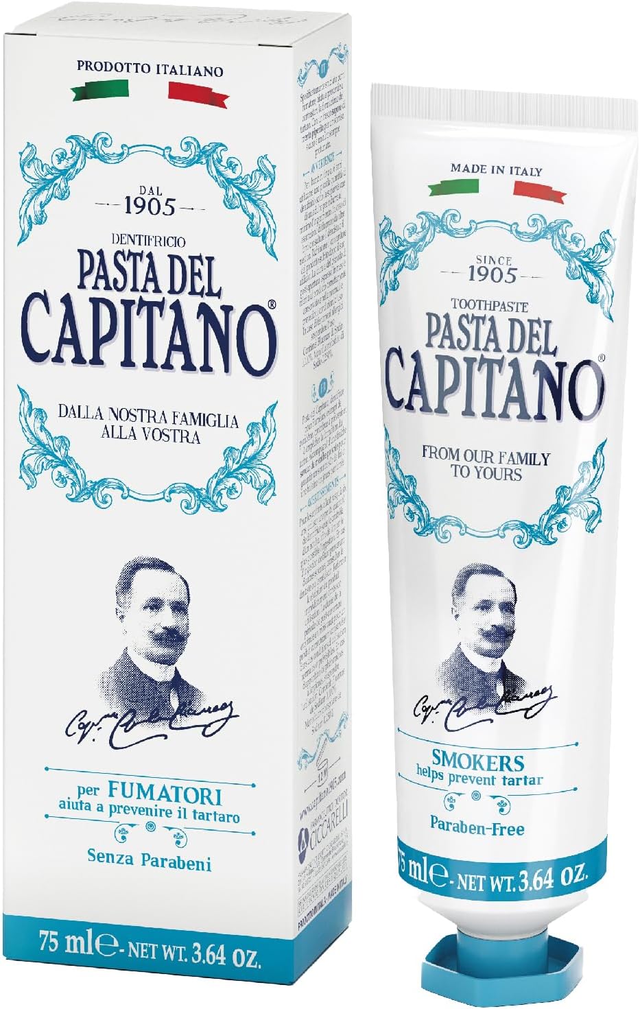 Pasta del Capitano 1905, zubná pasta pre fajčiarov svieža mätová príchuť 75ml