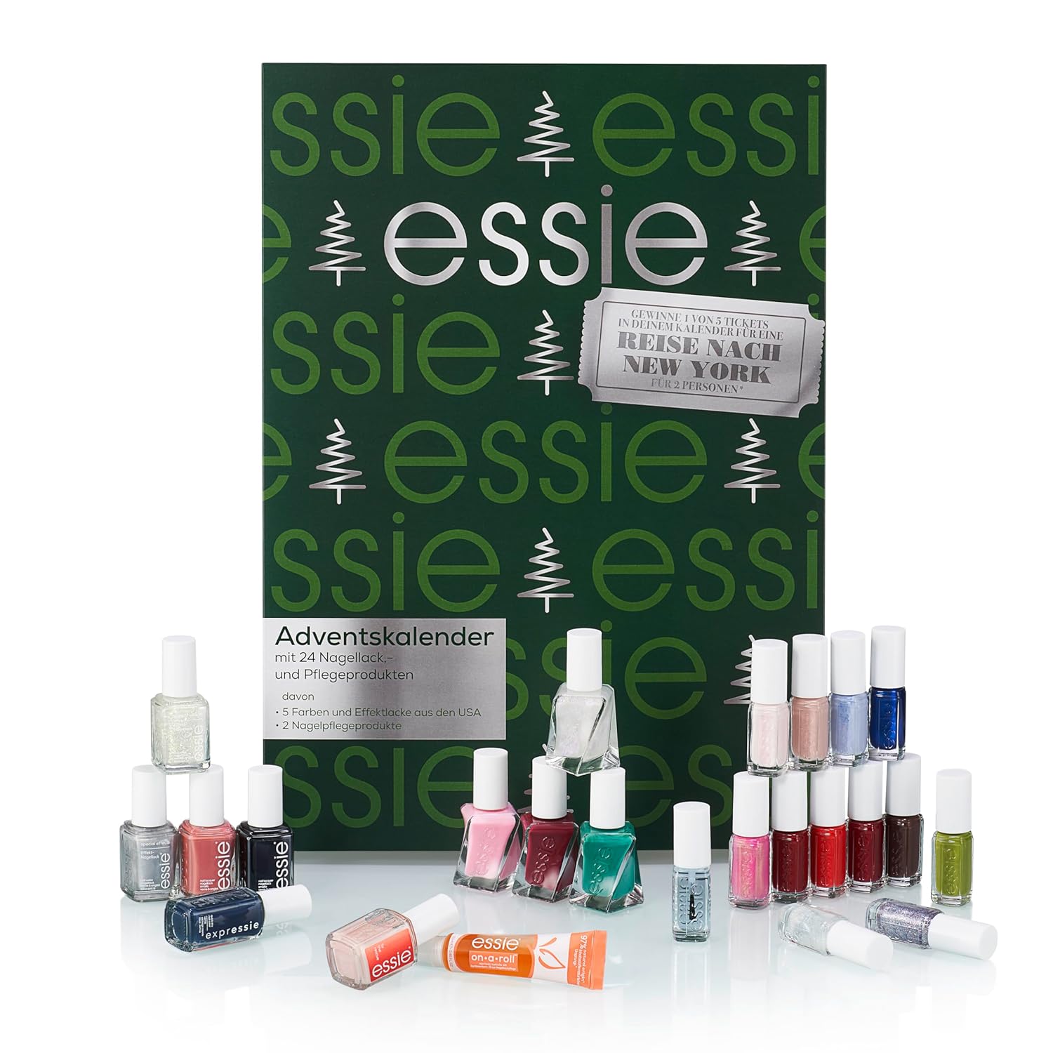 Essie Adventný kalendár s lakmi na nechty a produktmi na starostlivosť o nechty, 24 dvierok