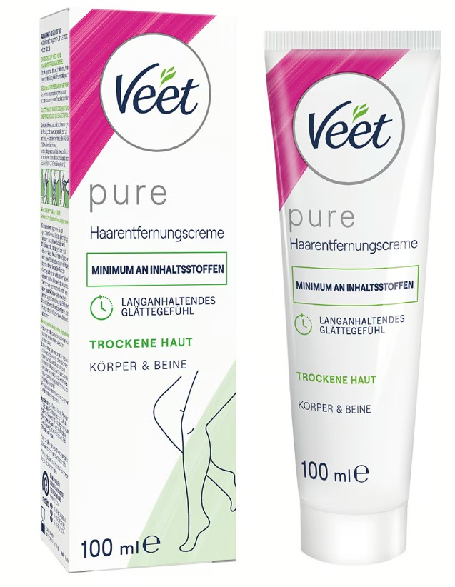 Veet Pure krém na odstraňovanie chĺpkov na telo, ruky a nohy pre suchú pokožku 100 ml