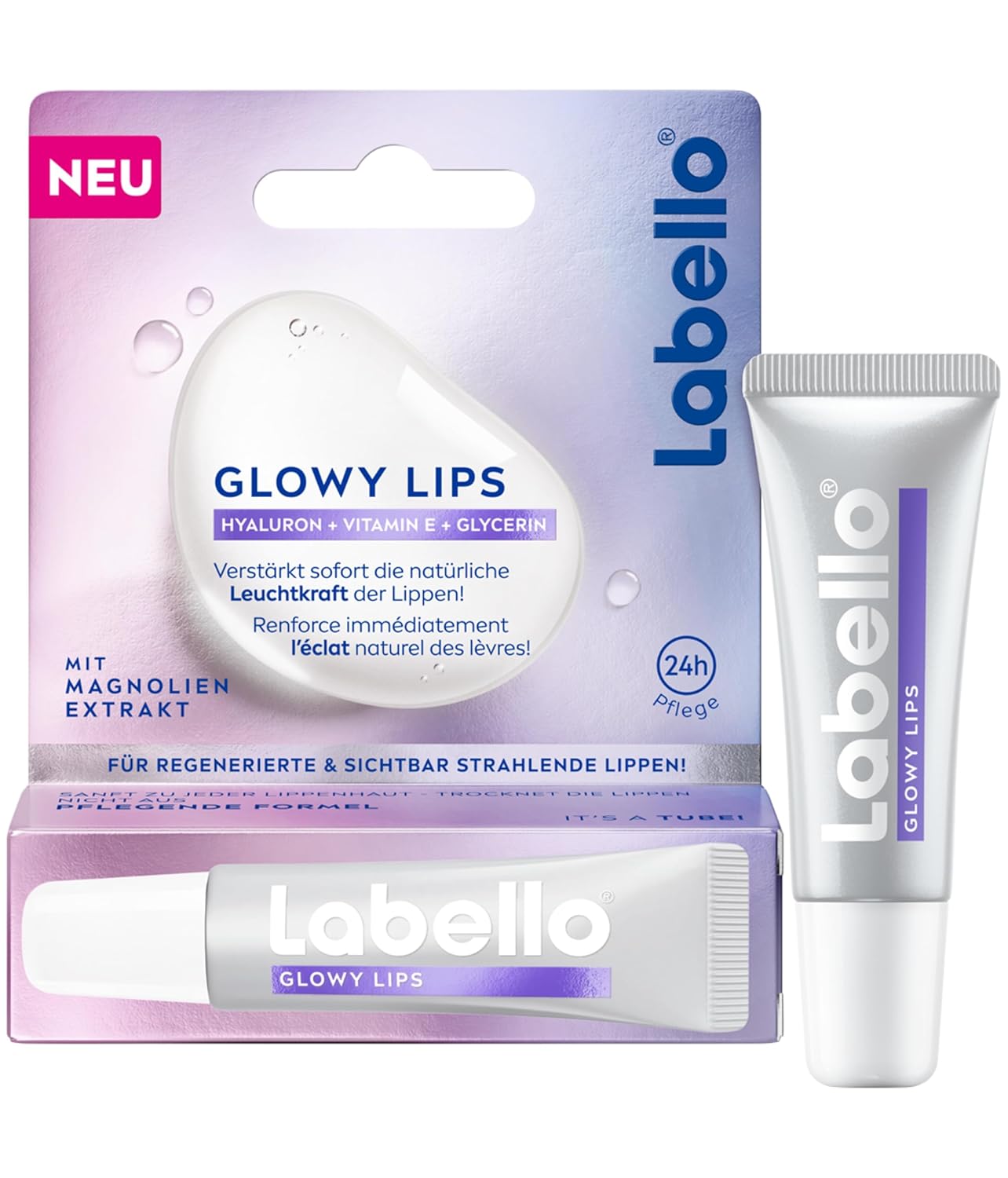 Labello Glowy Lips s hyalurónovou kyselinou, vitamínom E a extraktom z magnólie 10 ml