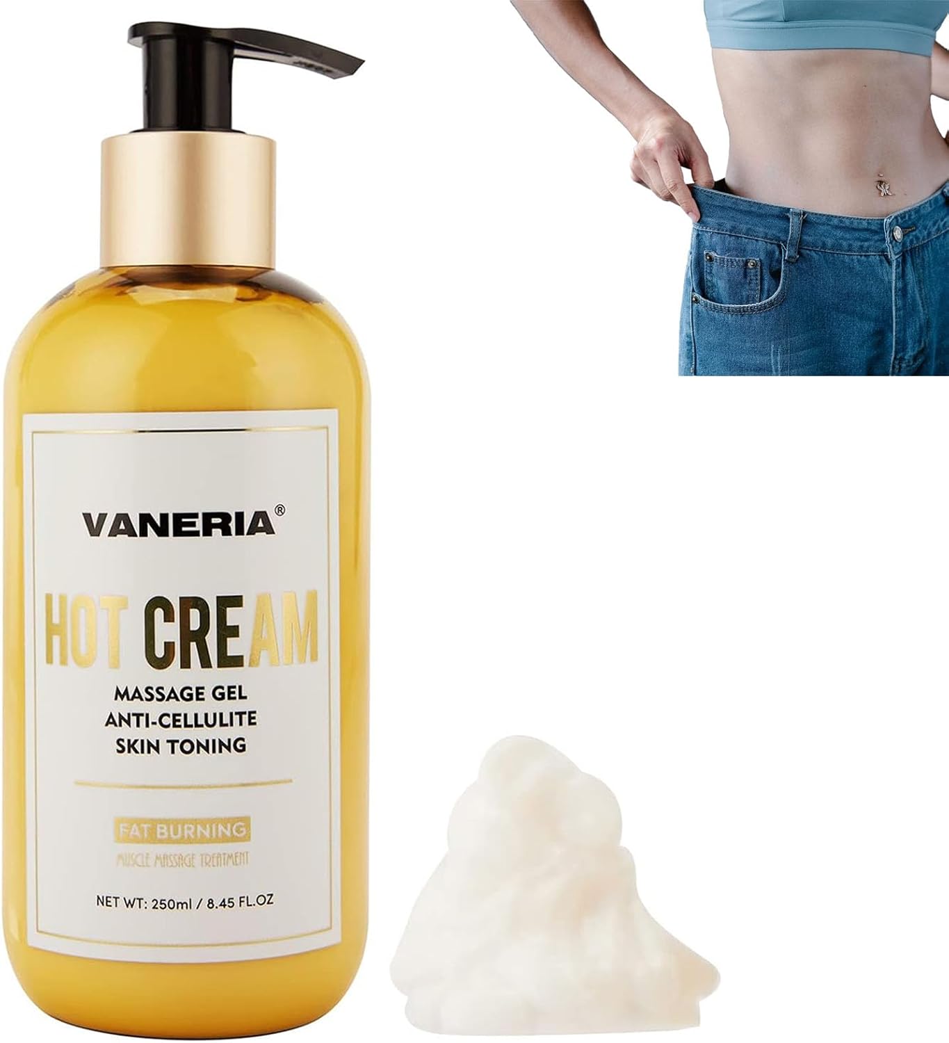 VANERIA Masážny gél s horúcim krémom, krém proti celulitíde 250 ml-refill