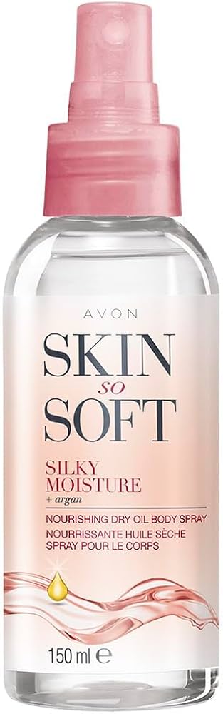 AVON Skin So Soft Silky Moisture vyživujúci suchý telový olej v spreji s arganovým olejom, 150 ml