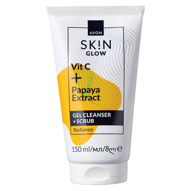 Avon Skin Glow Vitamín C + Papája – čistiaci gél a peeling 2v1, 150 ml