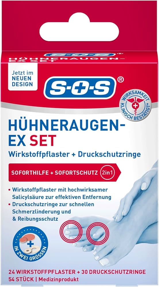 SOS Hühneraugen-Ex Set – náplasti na kurie oká + ochranné krúžky (54 ks)