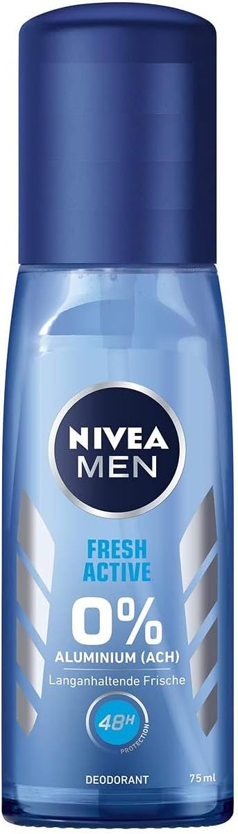 NIVEA MEN Fresh Active Deodorant Sprej pre Mužov, Ochrana proti Poteniu 75 ml (Bez vrchnáka)
